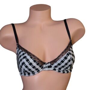 Savage X Fenty Gingham Lace Underwire Bra Black White 34B NWT